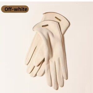 Women's Beautiful Faux Suede, Touchscreen, Off White, Dress or Casual Gloves.